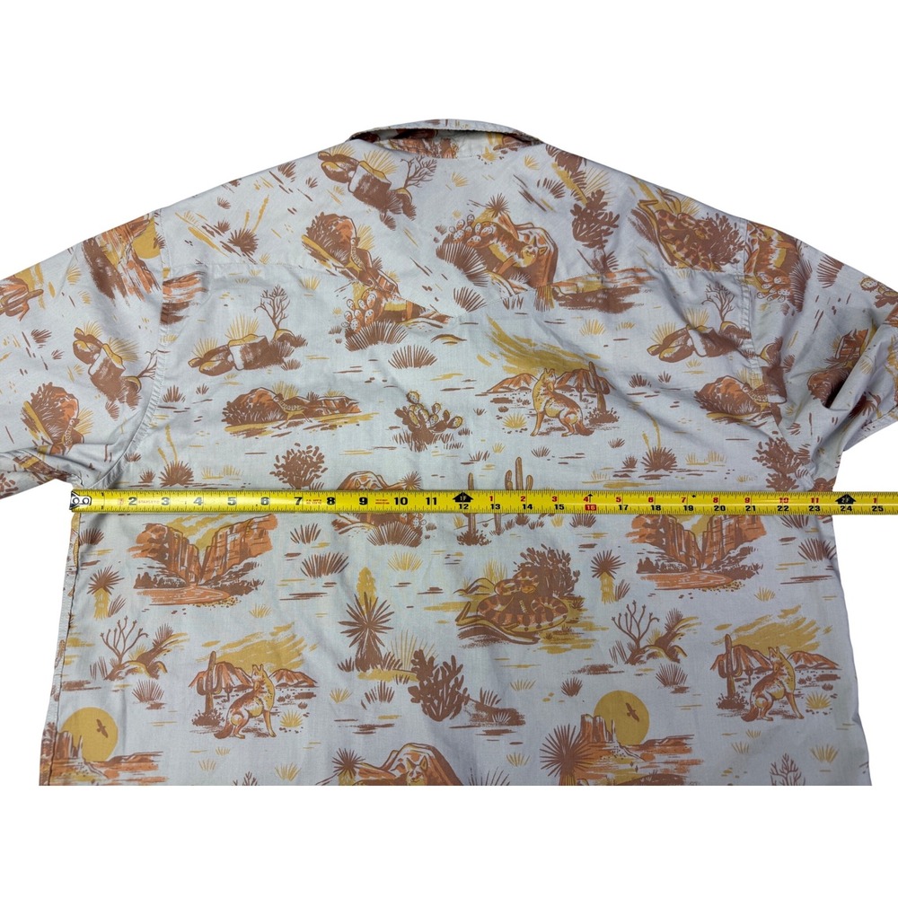 Howler Brothers Mens Large Desert Print Short Sleeve Pearl Snap Shirt Tan Orange - Picture 8 of 12